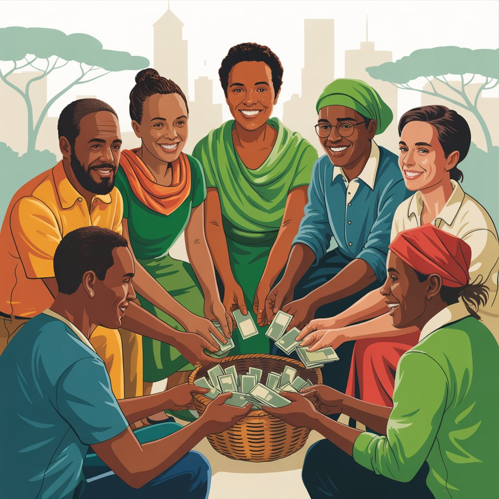 A group saving together, like a chama, planning for retirement